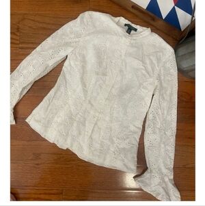 Ralph Lauren White Eyelet Ruffle Blouse